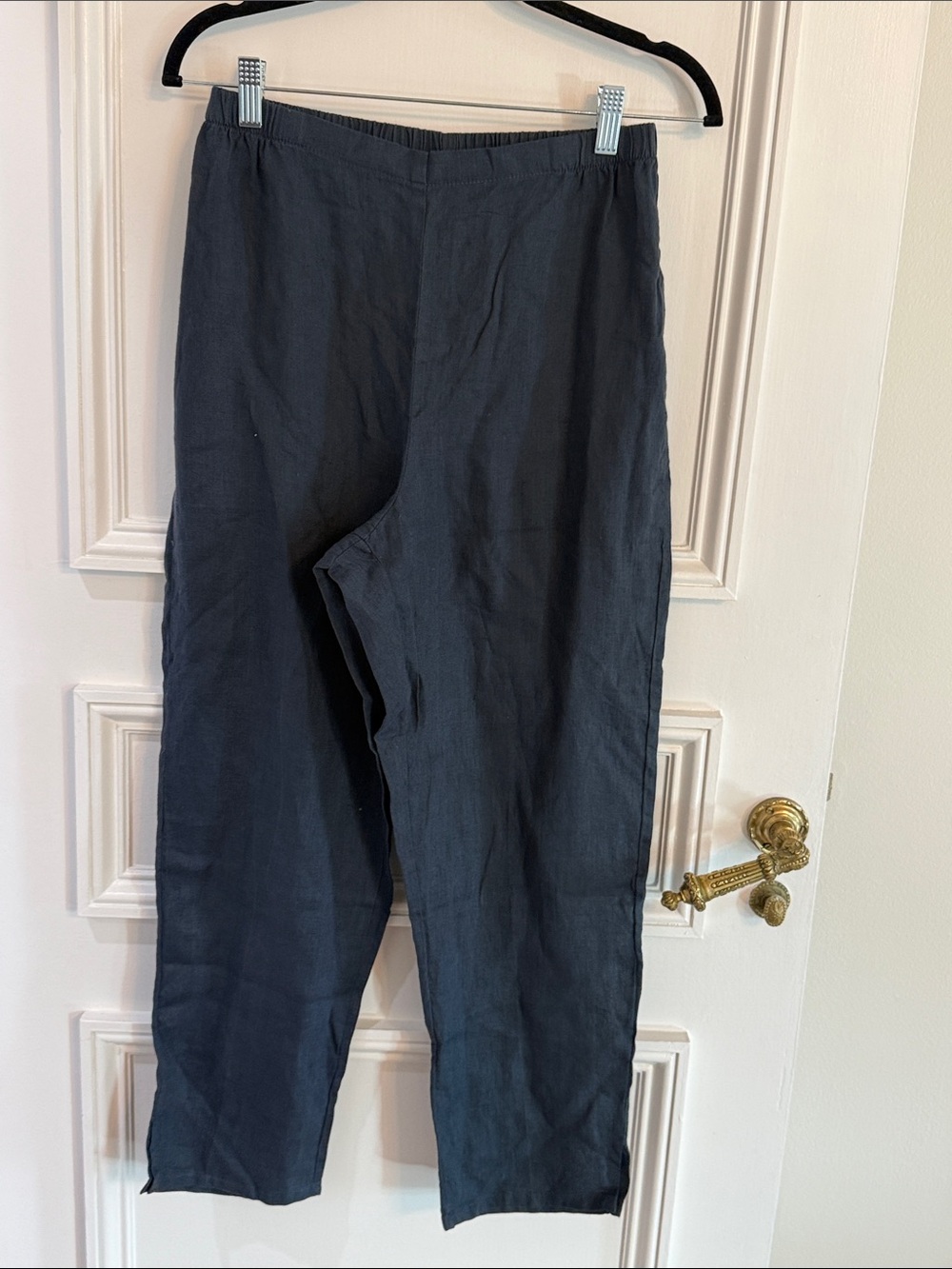 NWOT Flax Casual Elastic-Waist Linen Pants - Charcoal – small (183)
